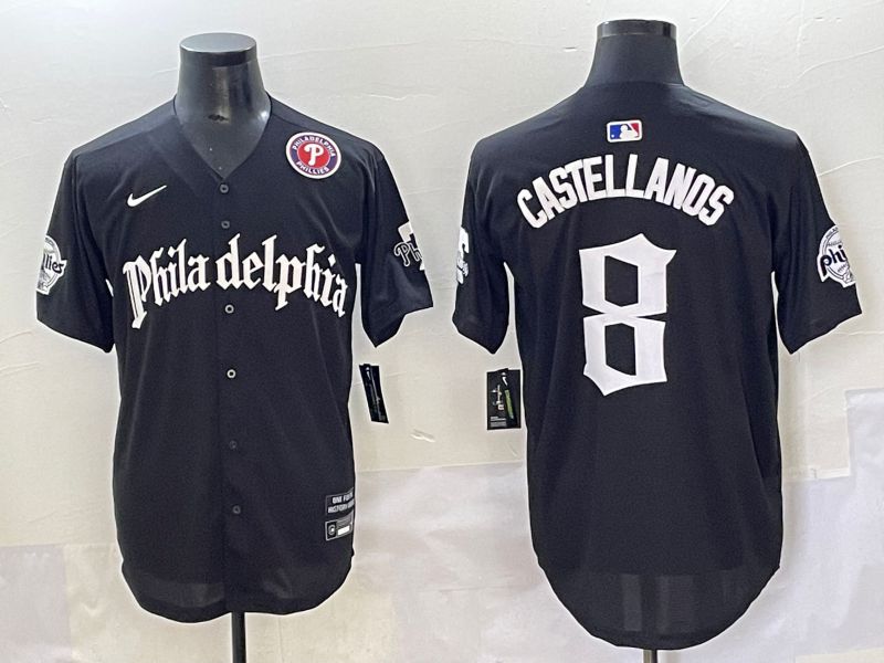 Men 2025 Philadelphia Phillies #8 Castellanos Black Five generations Joint Name Nike MLB Jersey style 7